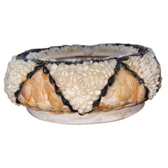 Vintage Handmade Shell-Encrusted Decorative Bowl - Picture 8 of 13